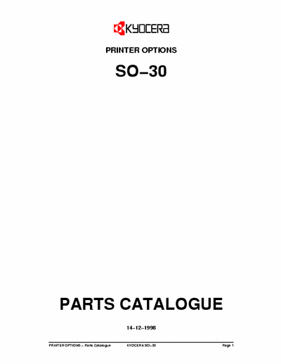Kyocera SO30 Kyocera Sorter SO30 Parts Manual
